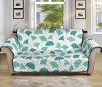White Theme Green Ginkgo Leaves Sofa Couch Protector Cover