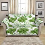 White Version Funny Sliced Cucumber Leaves Pattern Sofa Couch Protector Cover