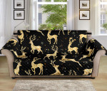 Symbol Of Christmas Design Sofa Couch Protector Cover Gold Deer