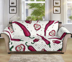 Red Chili On White Design Sofa Couch Protector Cover