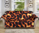 Black Theme Lovely Fire Flame Sofa Couch Protector Cover