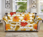 Horizontal Stripe Maple Leaf Sofa Couch Protector Cover