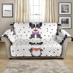 Happy Face Cute Boston Terrier Pokka Dot Pattern Sofa Couch Protector Cover