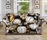 Classic Clock Flower Design Sofa Couch Protector Cover