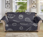 Shand Drawn Sushi Pattern Black Background Sofa Couch Protector Cover