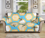 Bee Honeycomb Hive Hand Drawn Pattern Sofa Couch Protector Cover