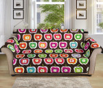 Colorful Apple On Black Background Design Sofa Couch Protector Cover