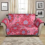Indian Style Flower On Pink Background Design Sofa Couch Protector Cover