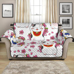 Pretty Meneki Neko Lucky Cat Sakura Flower Pattern Sofa Couch Protector Cover