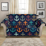 Blue Theme Colorful Anchor Dot Stripe Pattern Sofa Couch Protector Cover