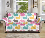 Colorful Rabbit On White Background Design Sofa Couch Protector Cover