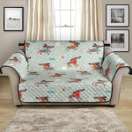 Cute Dachshund Skating Pattern Grey Sofa Couch Protector Cover