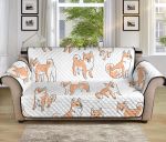 White Theme Shiba Inu Dog Pattern Sofa Couch Protector Cover