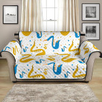 Gold And Dodger Blue Saxophone Sofa Couch Protector Cover