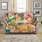 Mushroom Collection On Tan Sofa Couch Protector Cover