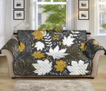 Black Theme Beautiful Gold Autumn Maple Leaf Sofa Couch Protector Cover