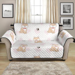 White Theme Cute Shiba Inu Heart Pattern Sofa Couch Protector Cover