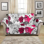 Hand Drawn Black And White Horse Head Rose Pattern Sofa Couch Protector Cover