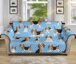 Beagle Dog Cute Moments Blue Background Sofa Couch Protector Cover