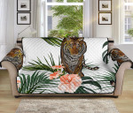 Wild Bengal Tiger Hibicus Design Sofa Couch Protector Cover