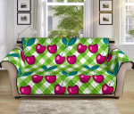 Cherry On Lawn Green Plaid Design Sofa Couch Protector Cover