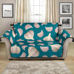 Garlic Themed Pattern Cyan Blue Background Sofa Couch Protector Cover