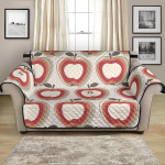 Cartoon Red Apple Pattern On Tan Desig Sofa Couch Protector Cover
