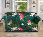 Parrot Palm Tree Bird Species Hibiscus Sofa Couch Protector Cover