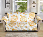 White Theme Hand Drawn Onion Pattern Sofa Couch Protector Cover