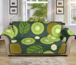 Green Theme Whole Sliced Kiwi Leave And Flower Sofa Couch Protector Cover