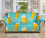 Glass Of Beer Light Green Background Sofa Couch Protector Cover