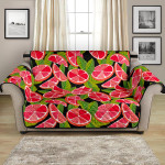 Red Grapefruit Slice Leaves Cartoon Pattern Sofa Couch Protector Cover