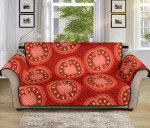 Sliced Tomato On Maroon Sofa Couch Protector Cover