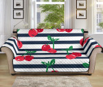 Fruit Cherry On Horizontal Stripes Sofa Couch Protector Cover