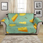 Cheese Pieces Pattern Light Green Background Sofa Couch Protector Cover