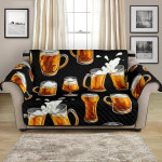 Glass Of Beer Pattern Black Background Sofa Couch Protector Cover