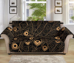 Gold Texture Of Peacock Tail Sofa Couch Protector Cover