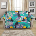 Toucan In Jungle Tropical Flower Leaf Pattern Sofa Couch Protector Cover