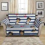 Cute Dachshund Anchor Navy Blue Pattern Sofa Couch Protector Cover