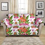 Splendid Flamingo Pink Hibiscus Pattern Sofa Couch Protector Cover