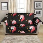 Pretty Unicorn Star On Black Design Sofa Couch Protector Cover