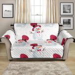 Cute Snowman With Red Hat Snowy Day Sofa Couch Protector Cover