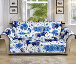 Horse Flower Blue Theme Design Sofa Couch Protector Cover