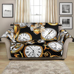 Amazing Golden Clock And Flower Pattern Sofa Couch Protector Cover
