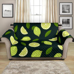 Lime Slices Green Leaves Black Theme Sofa Couch Protector Cover