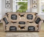 Cute Brown Beagle Woof Woof Pattern Sofa Couch Protector Cover