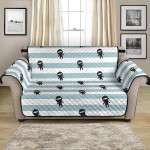 Black Ninja Pattern Grey Stripe Background Sofa Couch Protector Cover