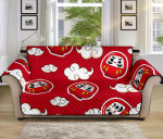 Brilliant Red Daruma Cloud Design Sofa Couch Protector Cover