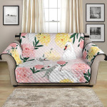 Beautiful White Swan With Flower Pattern Sofa Couch Protector Cover