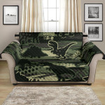 Lovely Dinosaur On Dark Green Camo Pattern Sofa Couch Protector Cover